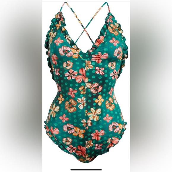 ULLA JOHNSON Giordana Maillot One-Piece Swimsuit, Veridian, Size X-Large, $350 - Picture 9 of 17